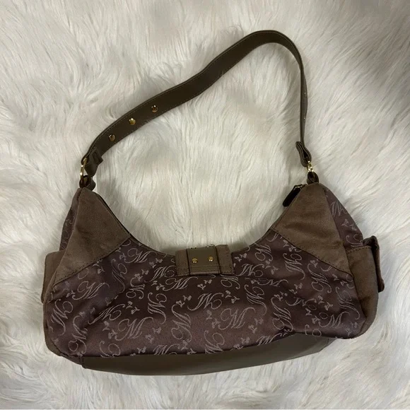 Vintage Y2K Mudd Shoulder Purse Bag Bratz Brown Velvet Faux Suede Baguette - Picture 3 of 11